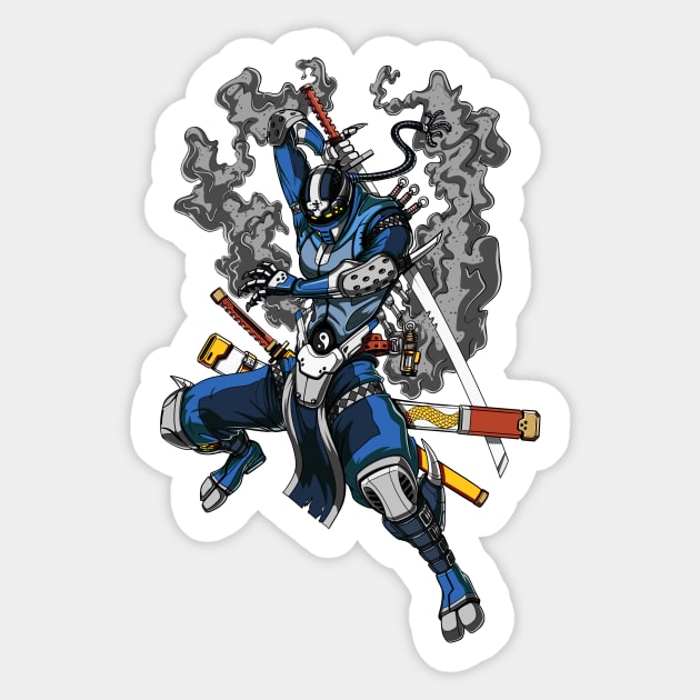 Ninja Robot Samurai Sticker by underheaven